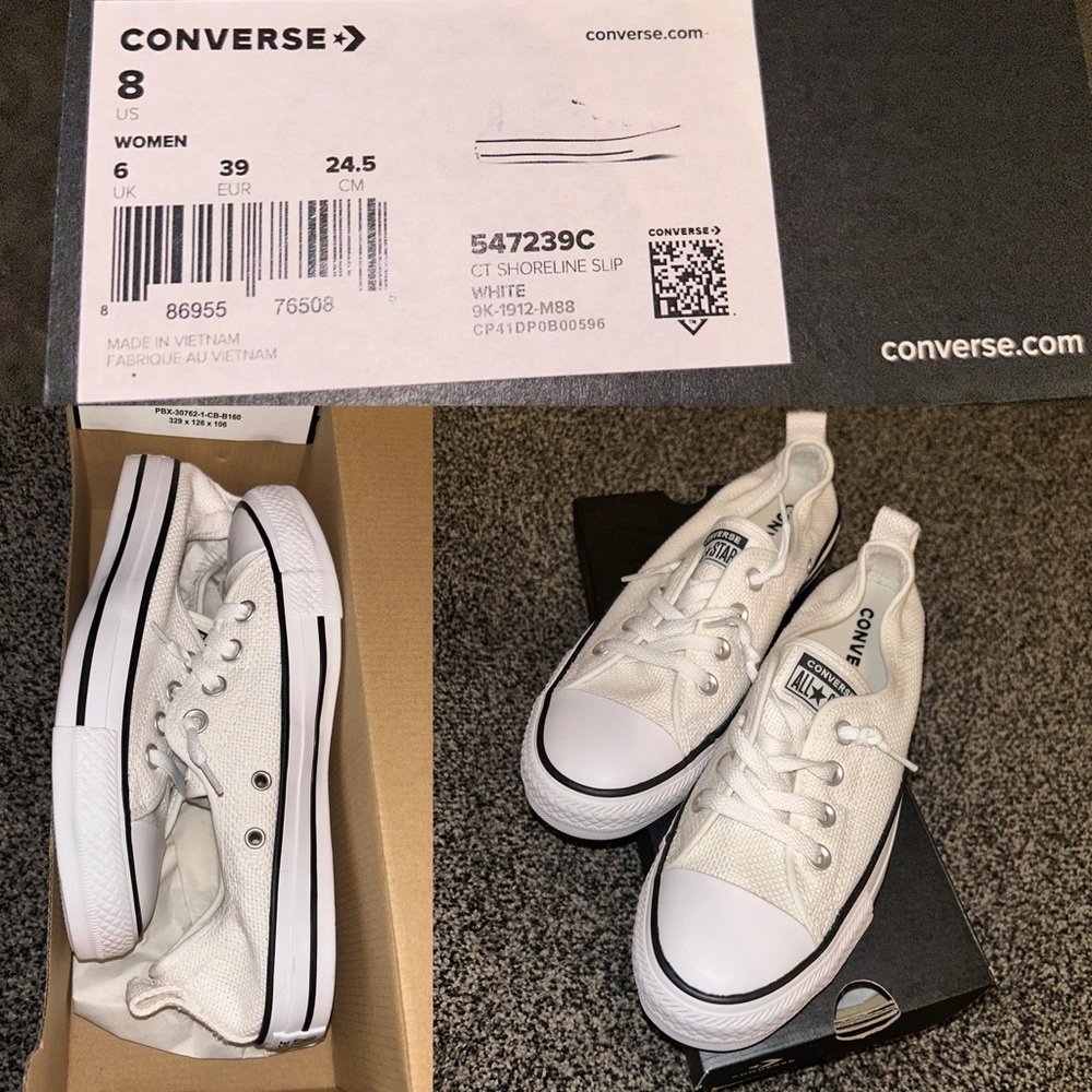NWT WHITE Unisex Shoreline Slip-On Converse